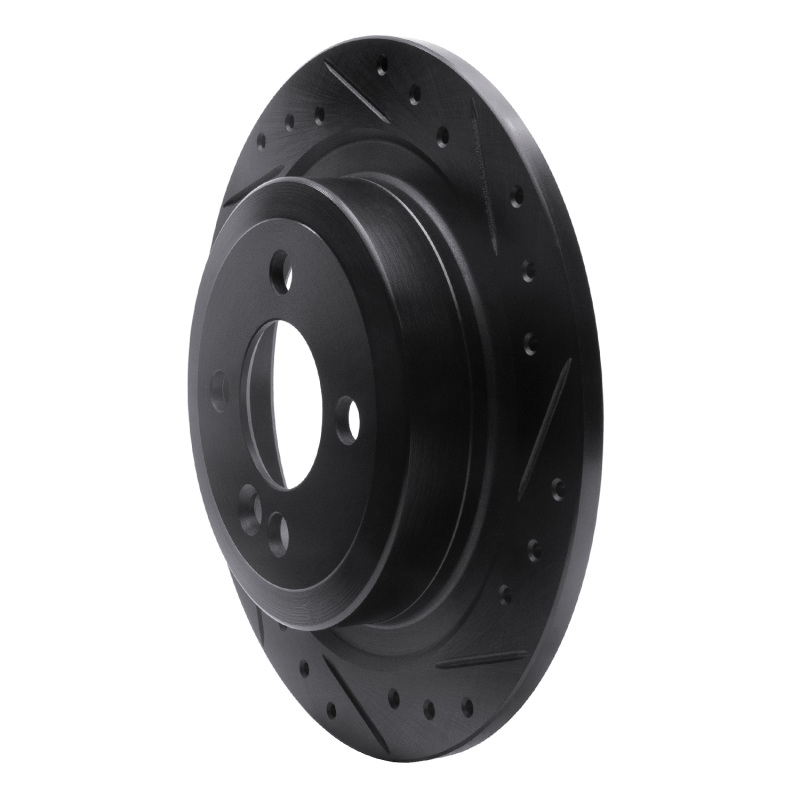 Mini Cooper Brake Rotor (1) - Rear Right - R1 Concepts - Drilled & Slotted - Black - `09-`14